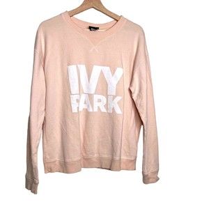 Ivy Park Crewneck Light Pink Spell Out Logo Sweatshirt Size Medium Cotton